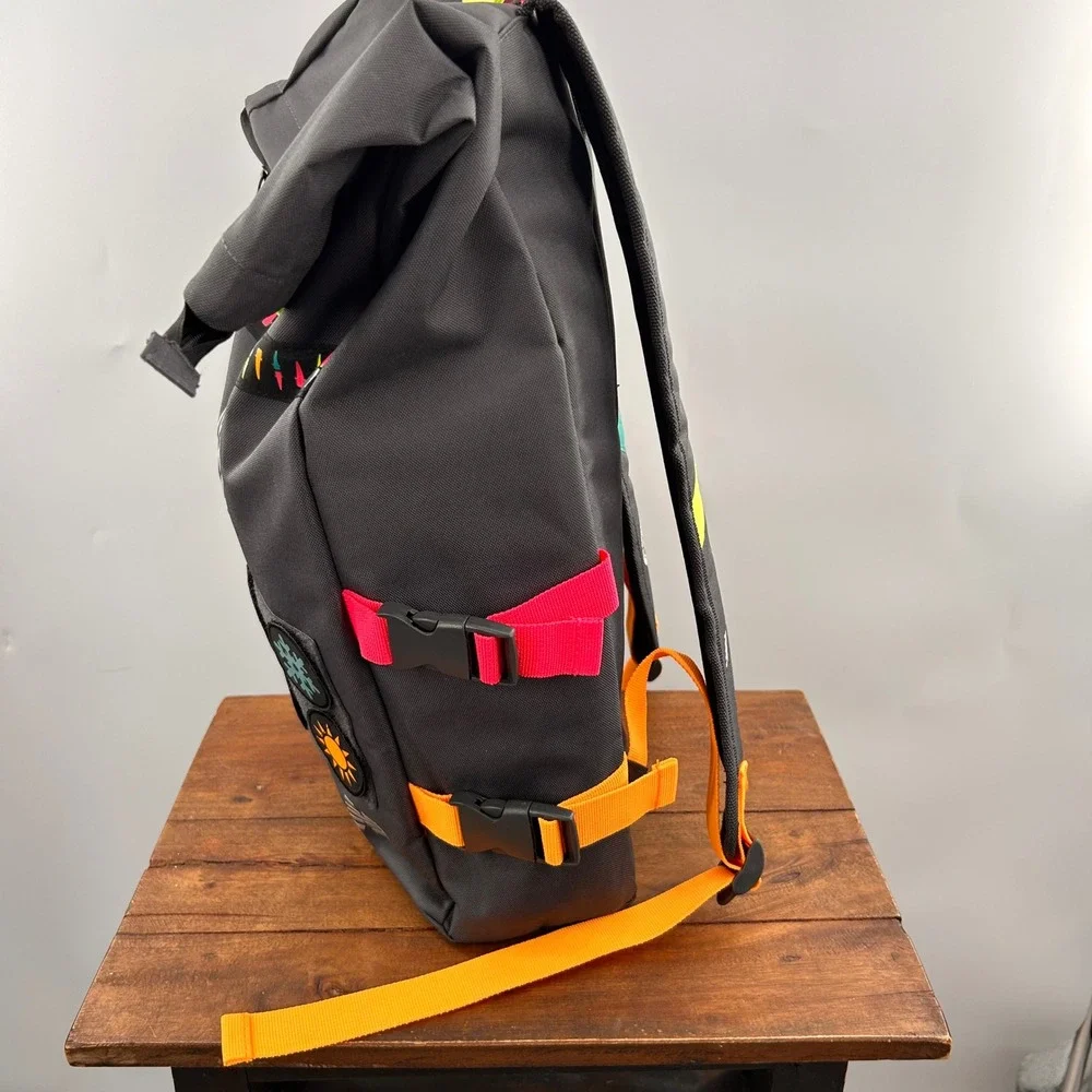 New Balance FLCC Roll Top Backpack Grey Neon Pink Green Orange Laptop Bag